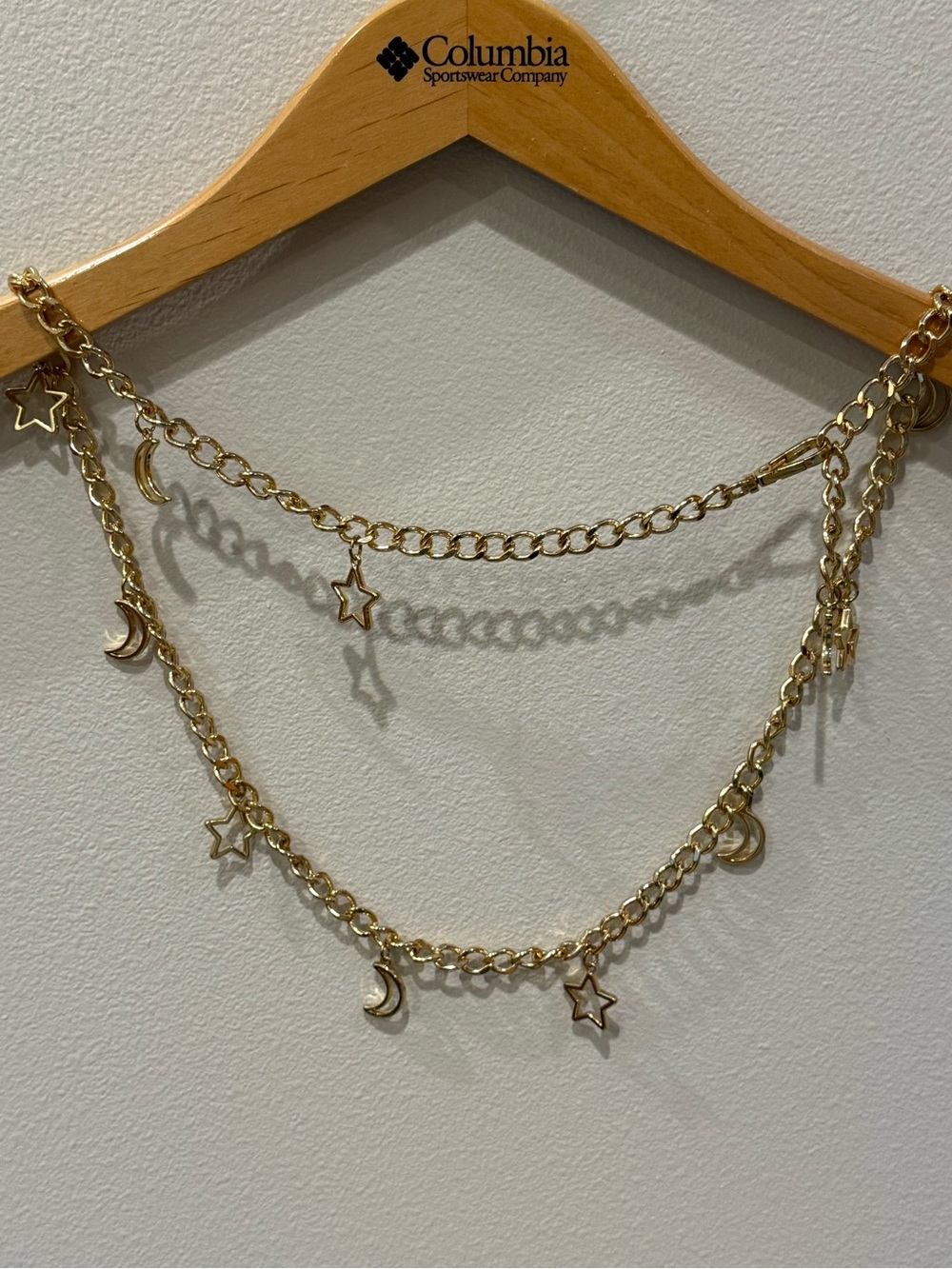 Gold-Tone Celestial Double Chain Charm Belt - Unbranded